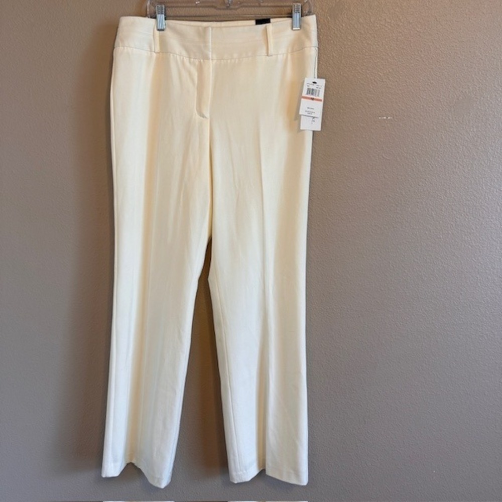 NWT Atelier Luxe Boutique Ivory White Straight Leg Dress Pants 10 $98